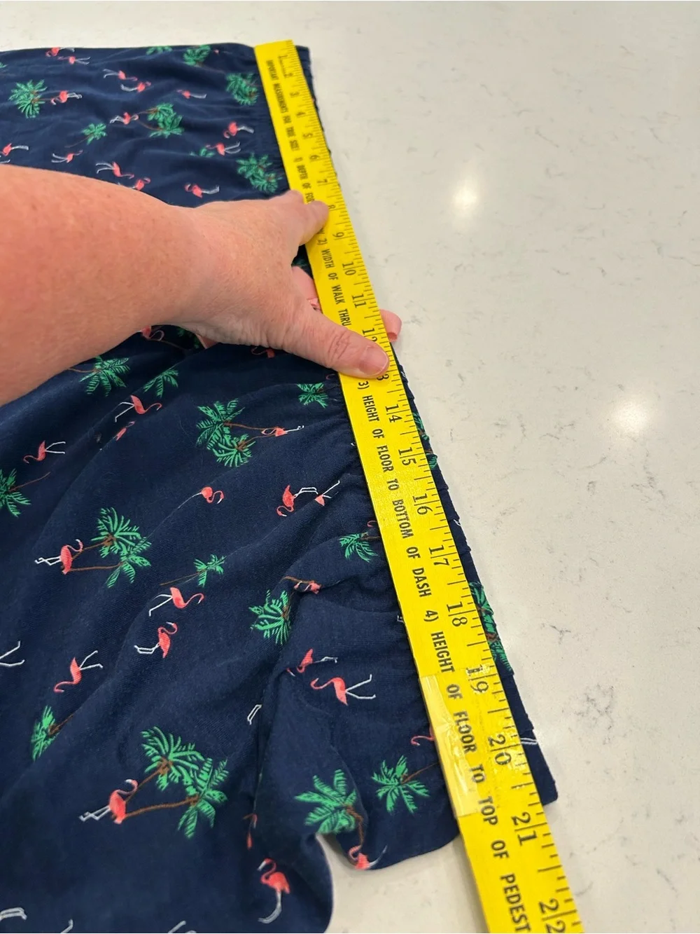 Lands' End Navy Flamingo Palm Print Lounge Shorts with Pink Bow